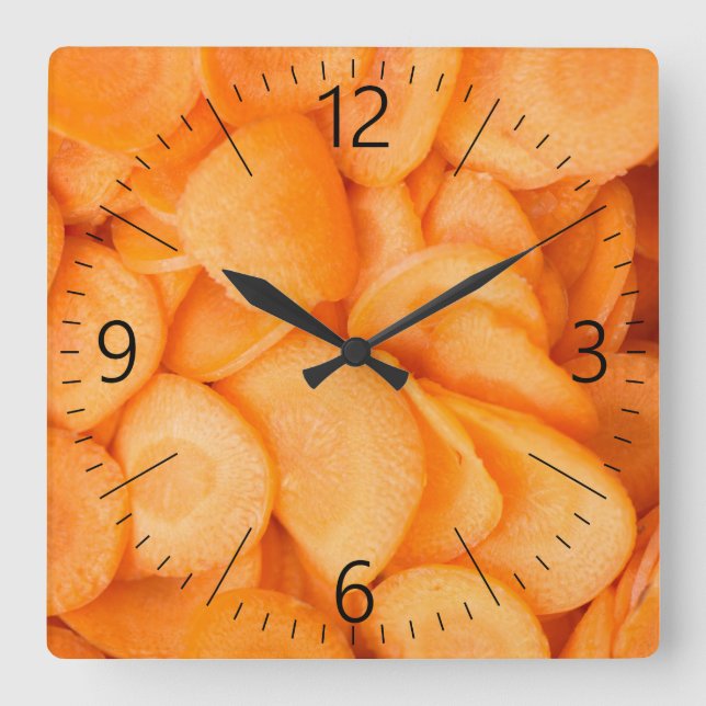 Sliced carrot pattern square wall clock (Front)