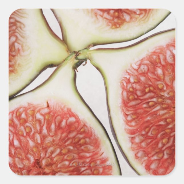 Sliced figs, close-up square sticker (Front)