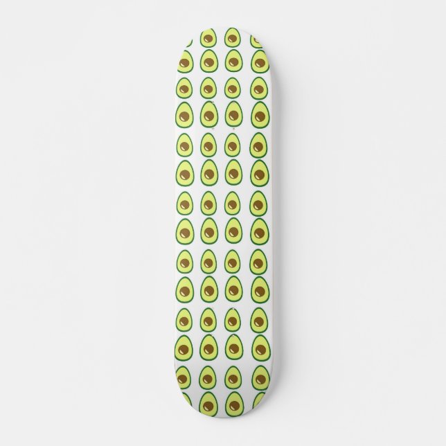 Sliced green avocado on white skateboard (Front)