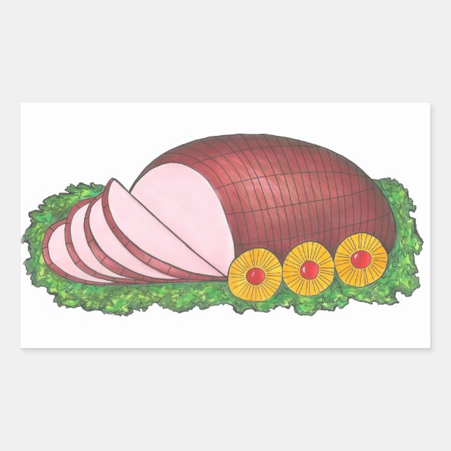 Sliced Ham Holiday Christmas Easter Dinner Rectangular Sticker (Front)