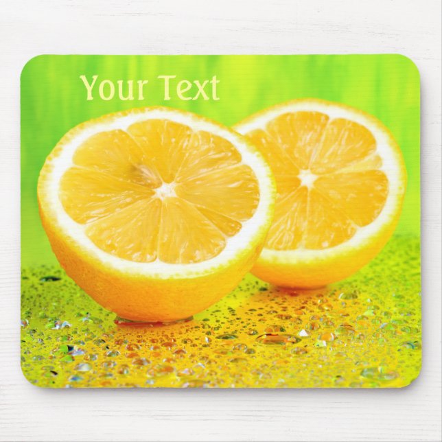 Sliced Lemon and Water Drops Mousepad (Front)