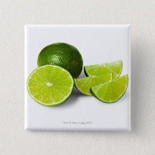Sliced lime wedge, on white background, cut out 15 cm square badge