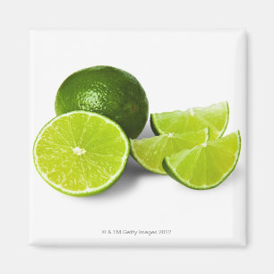 Sliced lime wedge, on white background, cut out magnet