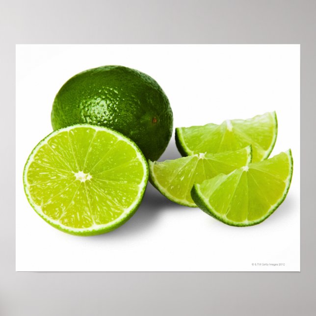 Sliced lime wedge, on white background, cut out poster (Front)