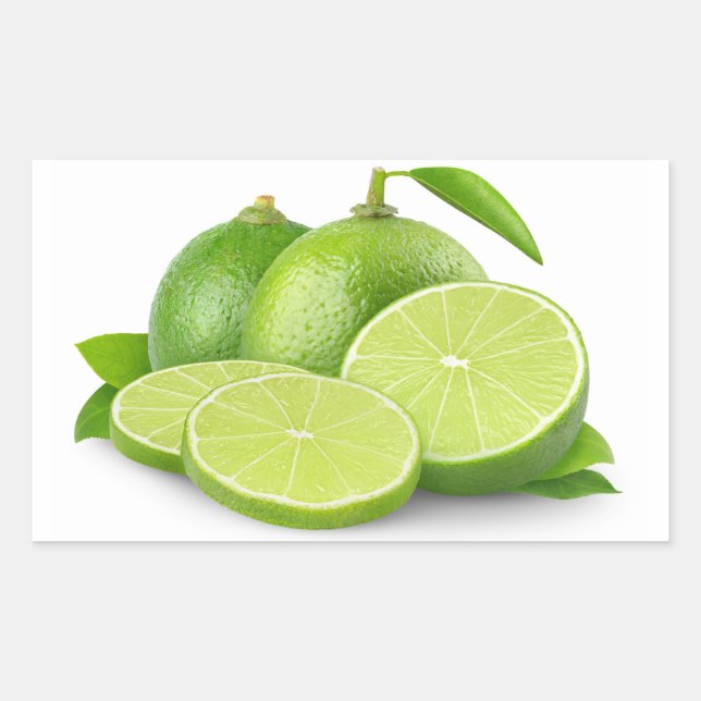 Sliced limes rectangular sticker (Front)