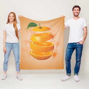 Sliced Orange Vibrant and Refreshing Custom Image Fleece Blanket