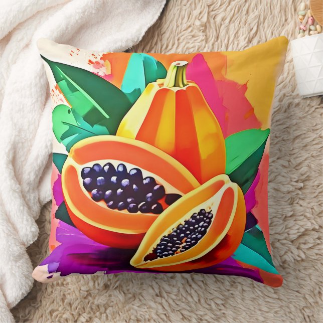 Sliced Papaya Pop Art Cushion (Blanket)