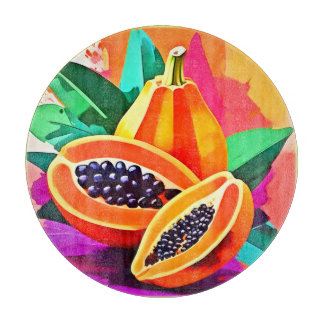 Sliced Papaya Pop Art Cutting Board