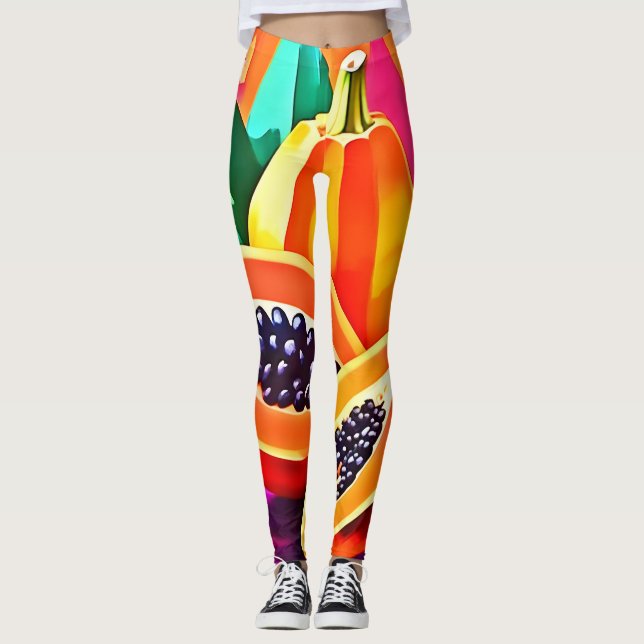 Sliced Papaya Pop Art Leggings (Front)