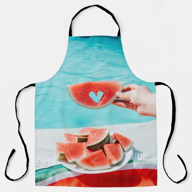 Sliced watermelon on white paper apron (Front)