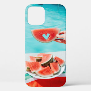 Sliced watermelon on white paper iPhone 12 case