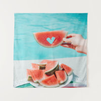 Sliced watermelon on white paper