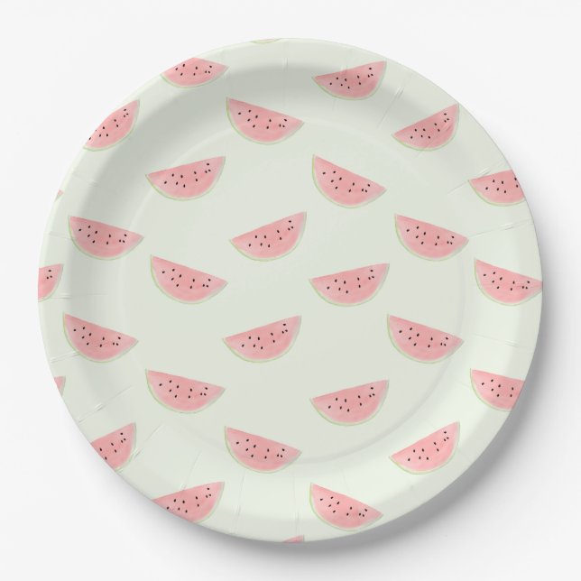 Sliced Watermelon Pattern Paper Plate (Front)