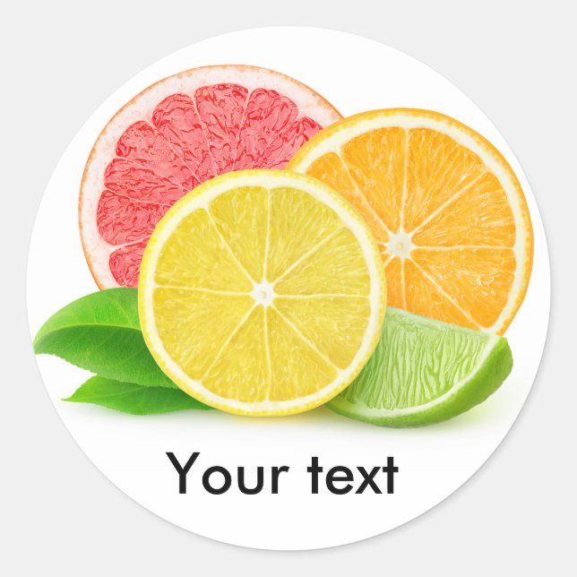 Slices of citrus fruits classic round sticker (Front)