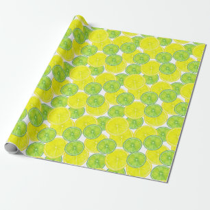 Slices of Lime and Lemon Fruit  Wrapping Paper