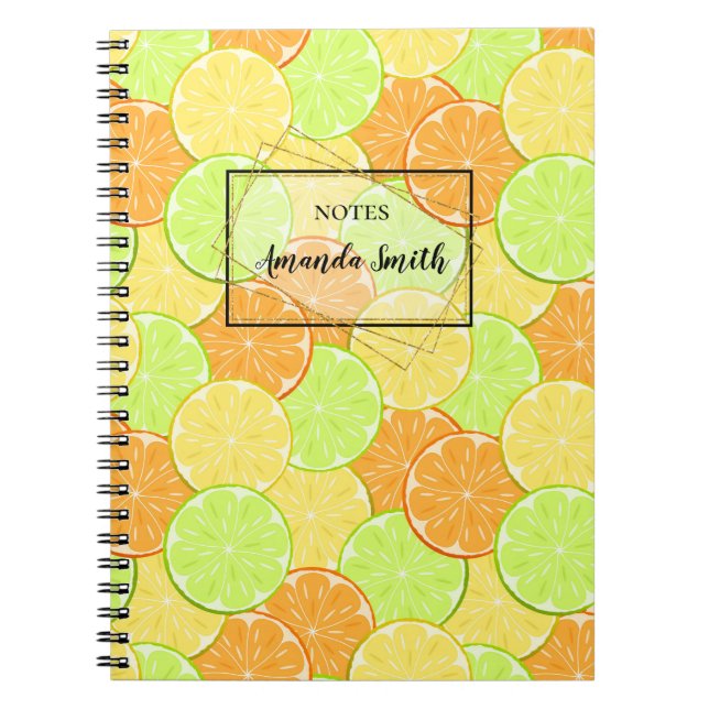 Slices of orange, lemon, lime personalised notebook (Front)