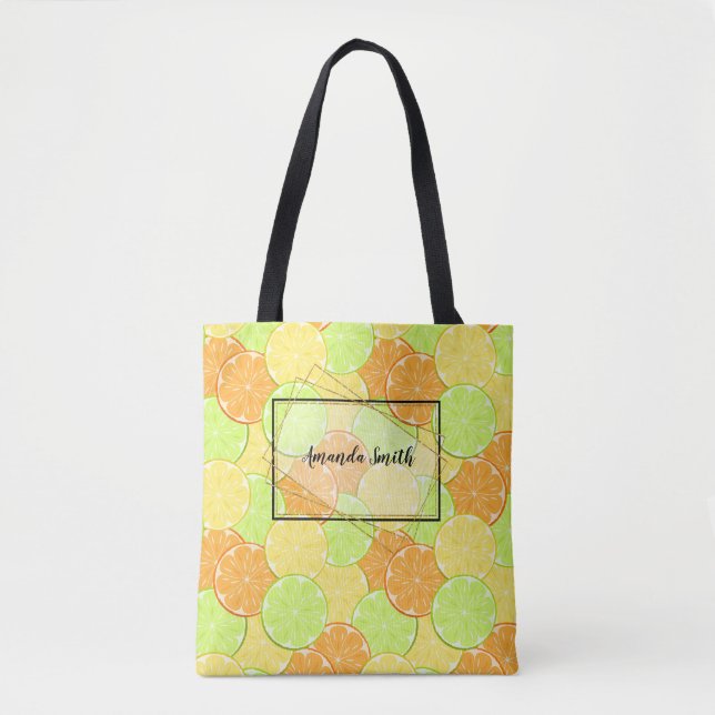 Slices of orange, lemon, lime personalised tote bag (Front)
