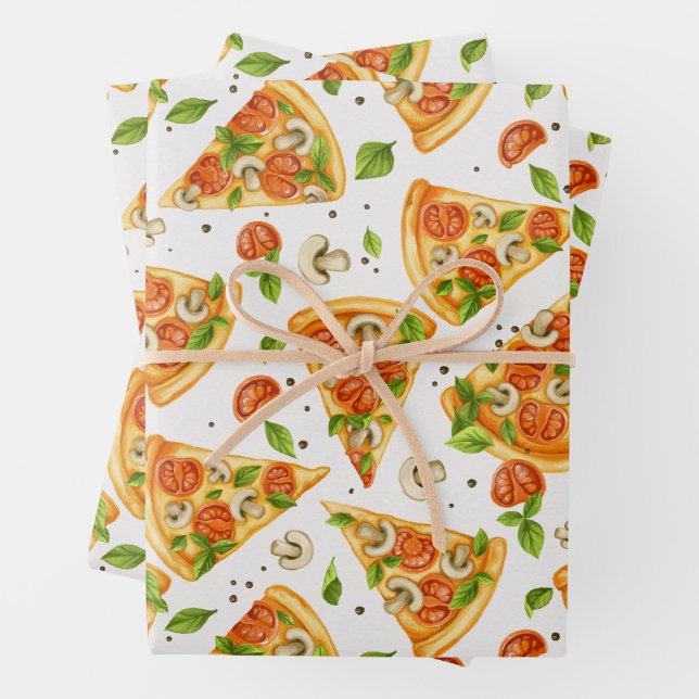 Slices of Vegan Pizza for Pizza Lovers Wrapping Paper Sheet (In situ)
