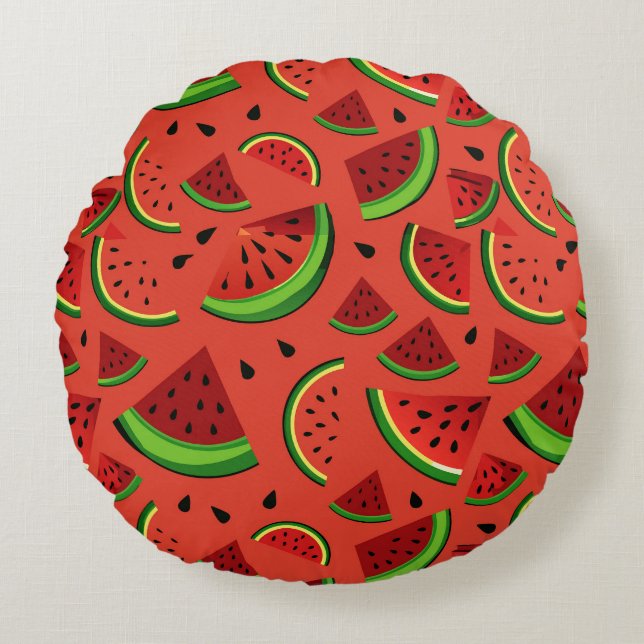 Slices of watermelon round cushion (Front)