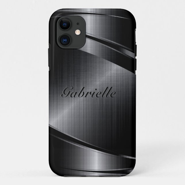 Slick Black Design Brushed Aluminium Look Case-Mate iPhone Case (Back)