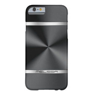 Slick Black Metallic Print Silver Accent Barely There iPhone 6 Case