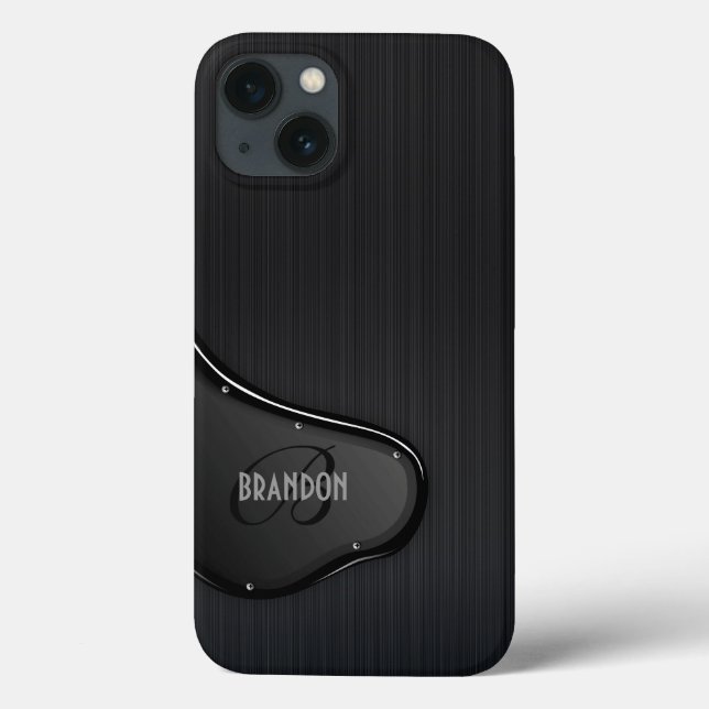 Slick Black Metallic Texture Monogram Case-Mate iPhone Case (Back)