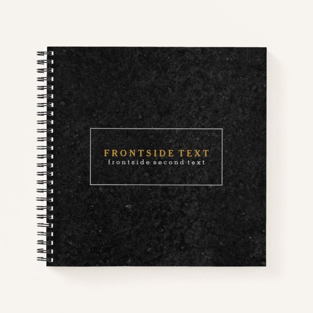 Slick Black Stone Print Texture Background Notebook (Front)