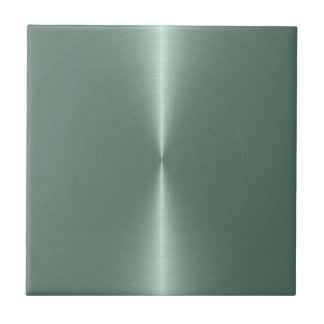 Slick Metallic Pastel Green Stainless Steel Look Ceramic Tile