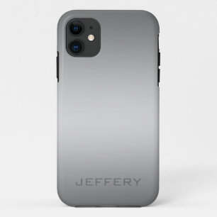 Slick Silver Grey Metallic Design Monogramed iPhone 11 Case