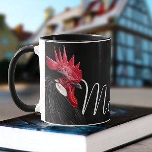 Slick Urban Farm Rooster Family Name Chicken Black Mug