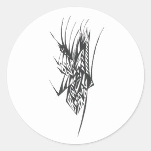 Slide Black White Abstract Tribal Tattoo Art Classic Round Sticker