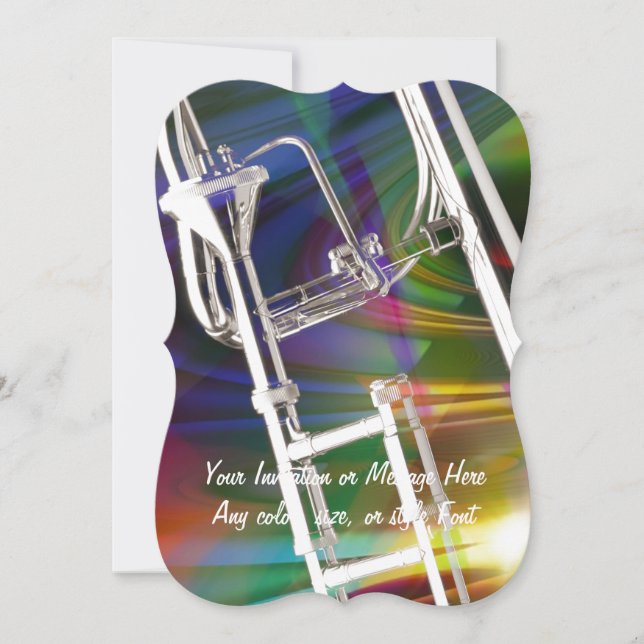 Slide Trombone card or invitation YOU ADD TEXT (Front)