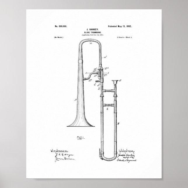 Slide-trombone Patent Poster (Front)