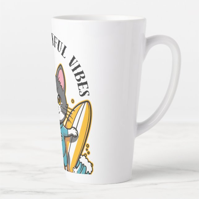 Sliding Cat Fun & Playful Vibes Latte Mug (Right)
