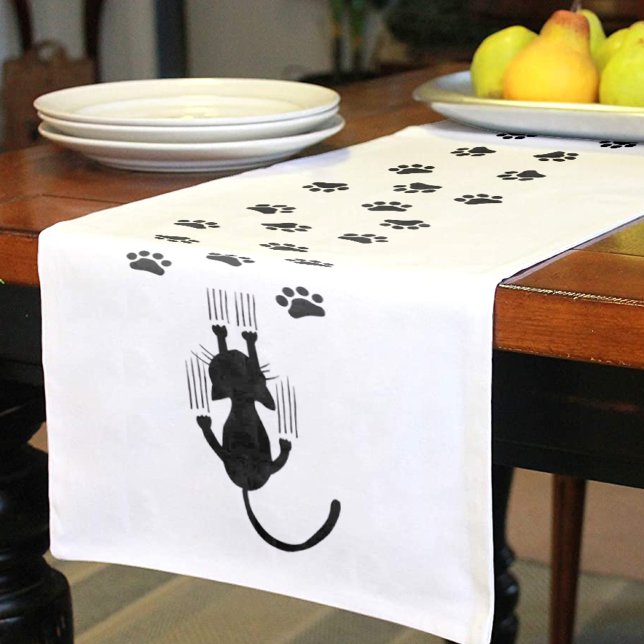 Sliding Cats & Paw Prints Short Table Runner (Creator Uploaded)
