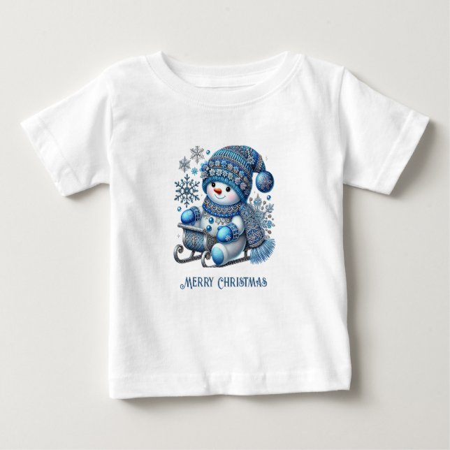 Sliding Snowman Baby T-Shirt (Front)