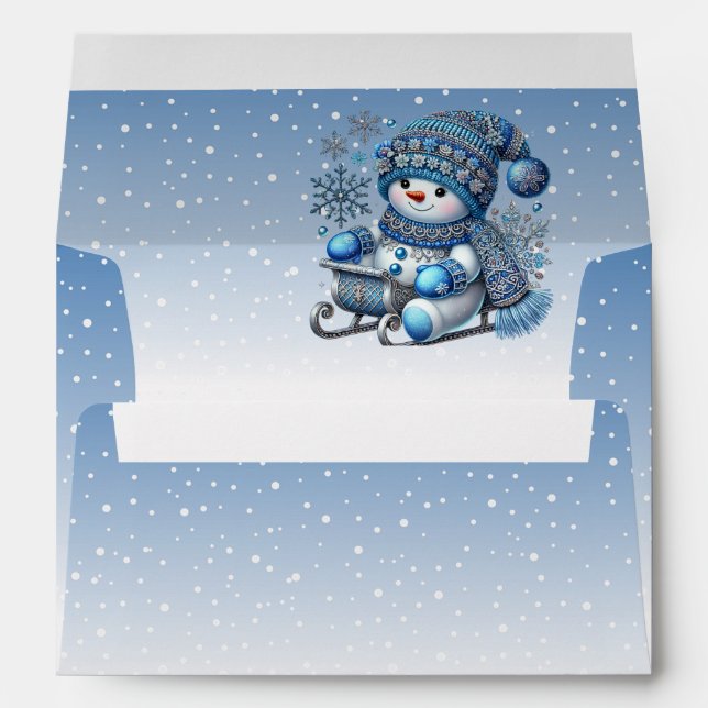 Sliding Snowman Christmas Holiday Envelope (Back (Bottom))