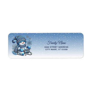 Sliding Snowman Christmas Holiday Return Address Label