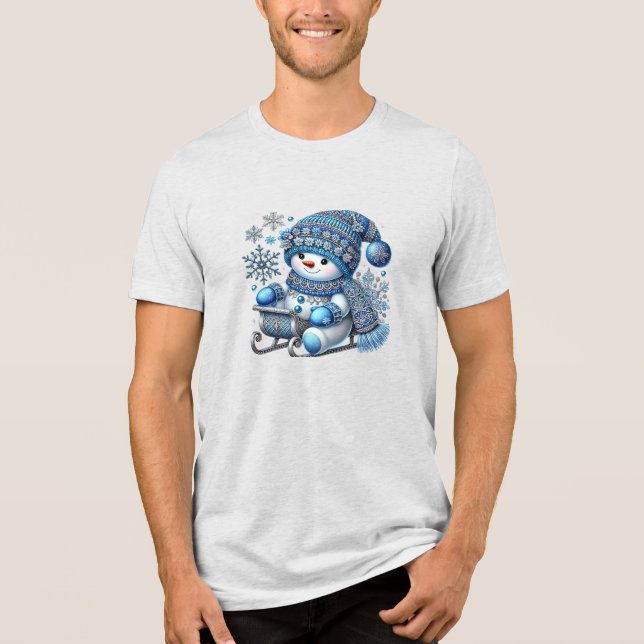 Sliding Snowman Men's T-Shirt Tri-Blend Shi Shirt (Front)