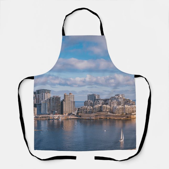 Sliema harbor and skyscrapers in Malta Apron (Front)