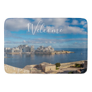 Sliema harbor and skyscrapers in Malta Bath Mat