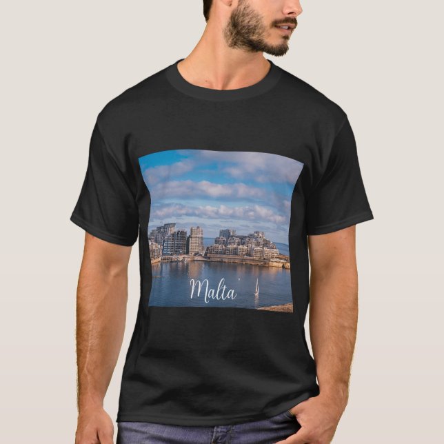 Sliema harbor and skyscrapers in Malta T-Shirt (Front)
