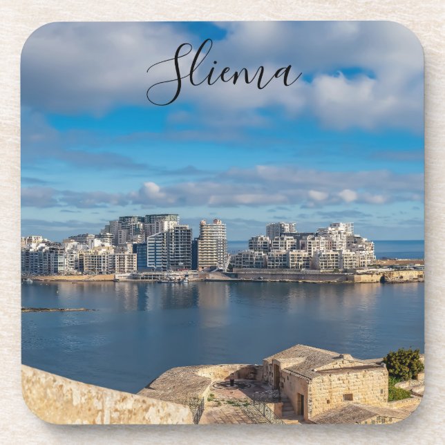 Sliema harbour and skyscrapers in Malta Coaster (Front)