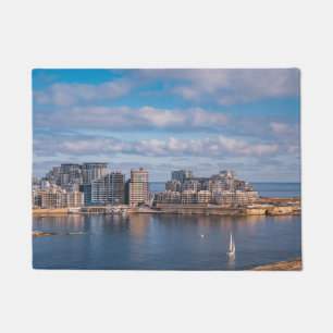 Sliema harbour and skyscrapers in Malta Doormat