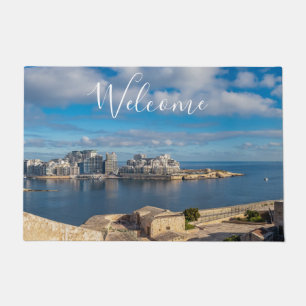 Sliema harbour and skyscrapers in Malta Doormat