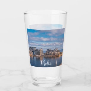 Sliema harbour and skyscrapers in Malta Glass