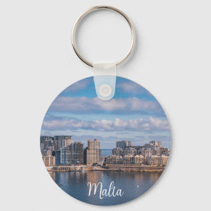 Sliema harbour and skyscrapers in Malta Key Ring