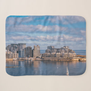 Sliema harbour and skyscrapers in Malta Sherpa Blanket