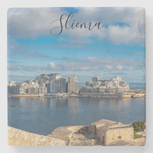 Sliema harbour and skyscrapers in Malta Stone Coaster
