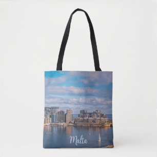 Sliema harbour and skyscrapers in Malta Tote Bag